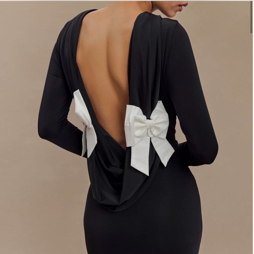 Meshki Elegant Backless Dress with White Bows